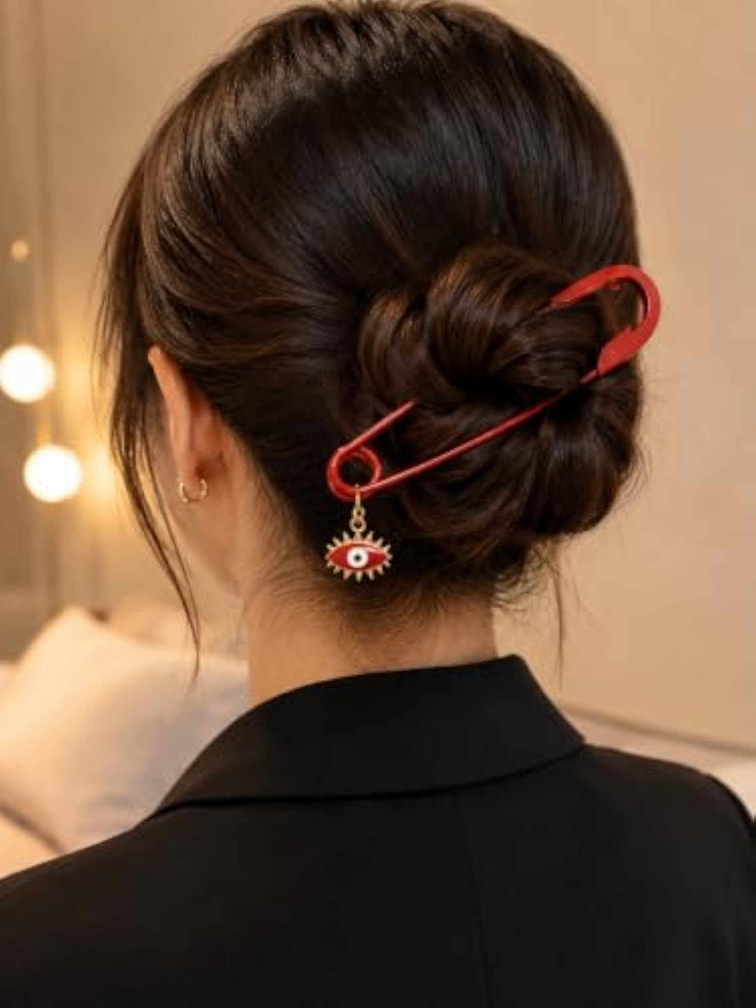 Red Evil Eye Oversized Safety Pin Hair Accessory